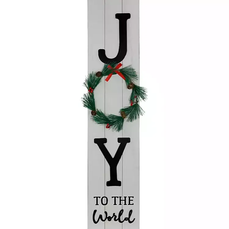 Outdoor Christmas Decorations>Kirklands Home Joy to the World Wreath Christmas Porch Board