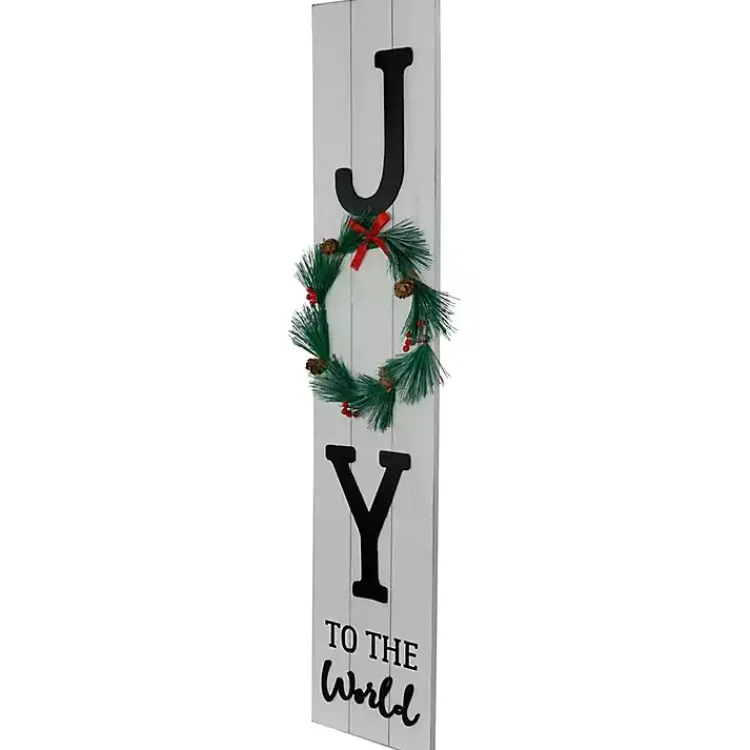 Outdoor Christmas Decorations>Kirklands Home Joy to the World Wreath Christmas Porch Board