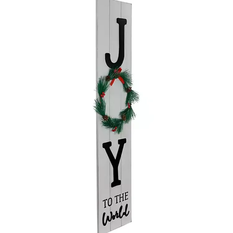 Outdoor Christmas Decorations>Kirklands Home Joy to the World Wreath Christmas Porch Board