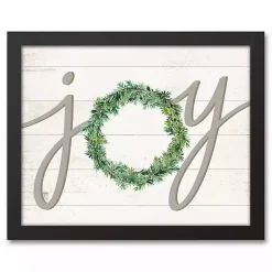 Christmas Art & Wall Decor>Kirklands Home Joy Wreath Framed Art Print White
