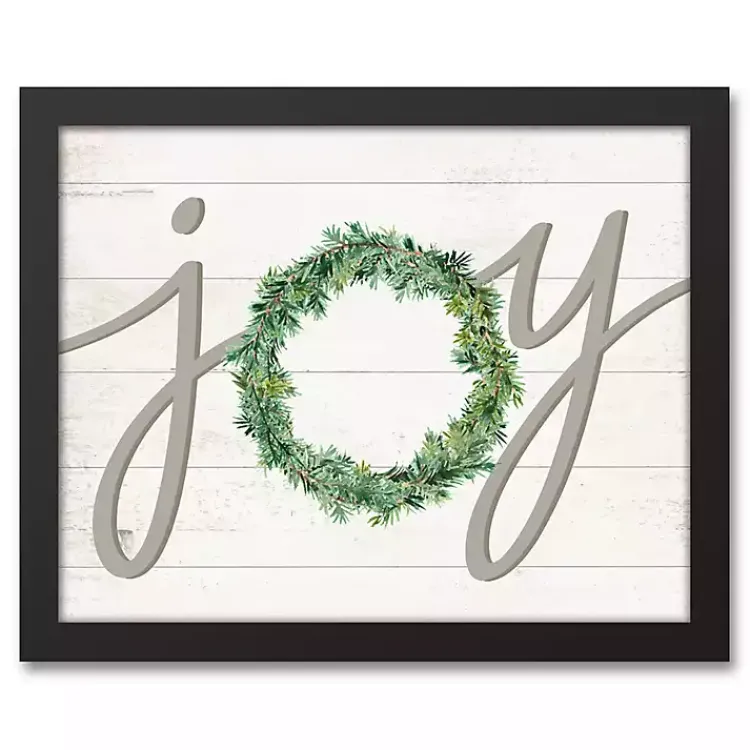 Christmas Art & Wall Decor>Kirklands Home Joy Wreath Framed Art Print White