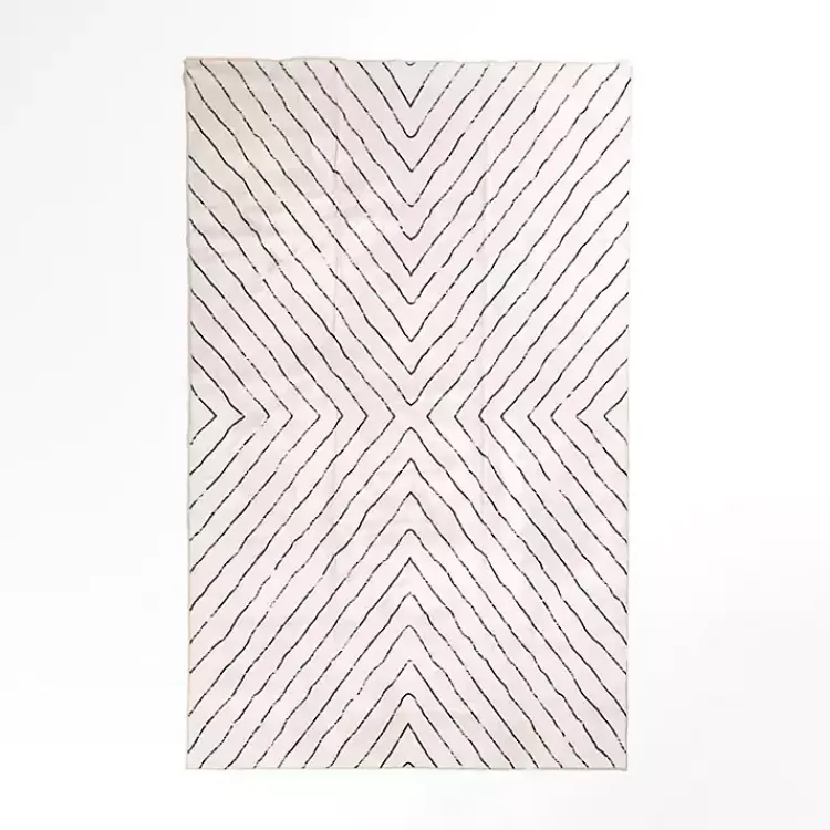 Kirklands Home Julia Black and White Washable Area Rug, 5x8 Hot