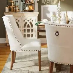 Kirklands Home Julia Cream Upholstered Dining Chair Ivory New
