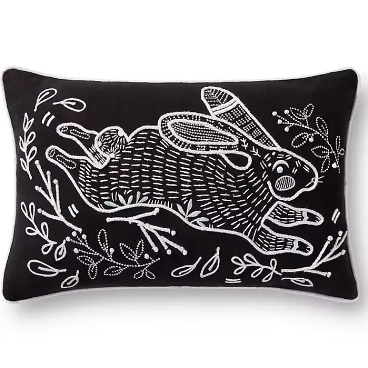 Easter Decorations>Kirklands Home Jumping Bunny Embroidered Easter Throw Pillow