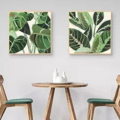 Kirklands Home Jungle Close Up Framed Canvas Art Prints, Set of 2 Green Discount