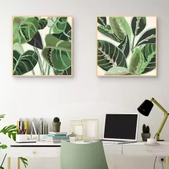 Kirklands Home Jungle Close Up Framed Canvas Art Prints, Set of 2 Green Discount