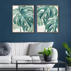 Kirklands Home Jungle Symphony Framed Canvas Art Prints, Set of 2 Green Clearance