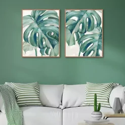 Kirklands Home Jungle Symphony Framed Canvas Art Prints, Set of 2 Green Clearance