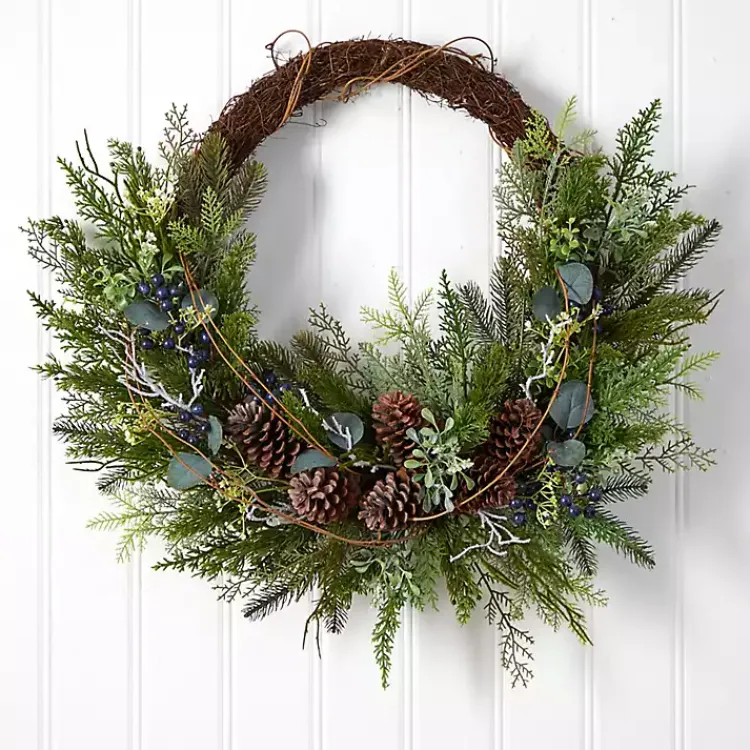 Wreaths>Kirklands Home Juniper and Evergreen Vine Wreath