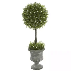 Trees & Topiaries>Kirklands Home Juniper Ball Tree in Pedestal Urn