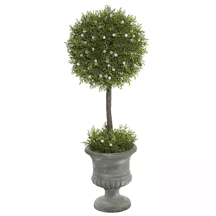 Trees & Topiaries>Kirklands Home Juniper Ball Tree in Pedestal Urn