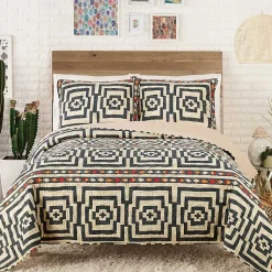 Kirklands Home Justina Blakeney Black Hypnotic Queen Quilt Set Clearance