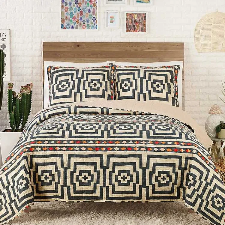 Kirklands Home Justina Blakeney Black Hypnotic Queen Quilt Set Clearance