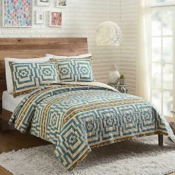 Kirklands Home Justina Blakeney Blue Hypnotic Queen Quilt Set New