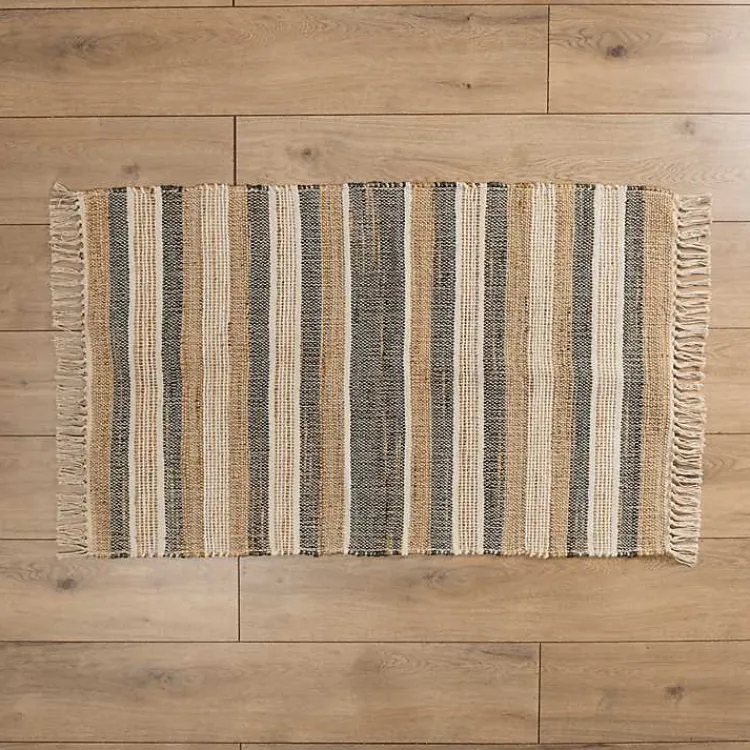 Kirklands Home Jute Denim Striped Scatter Rug