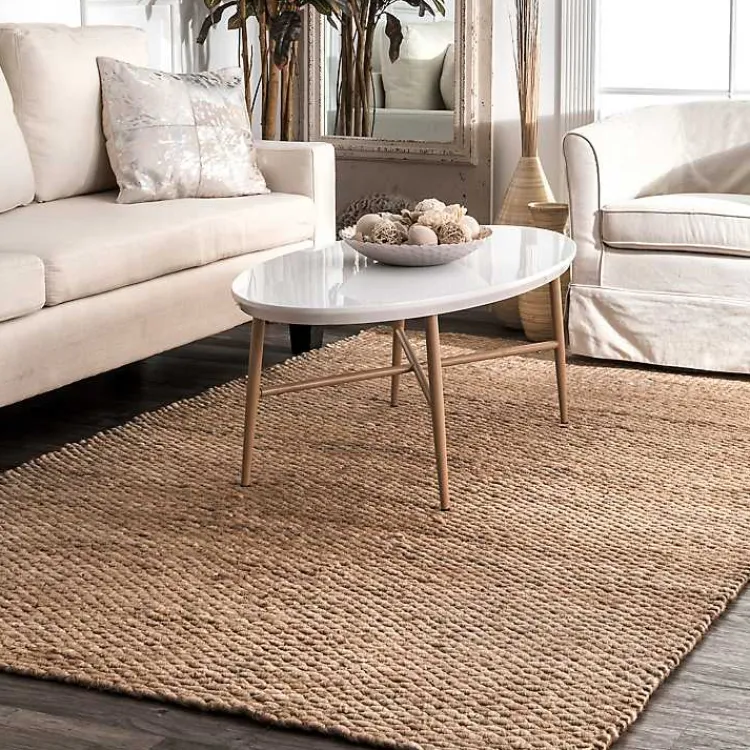Kirklands Home Jute Hand Woven Halsey Area Rug, 4x6 Tan New