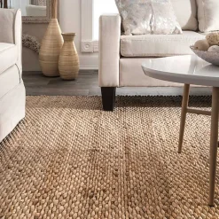 Kirklands Home Jute Hand Woven Halsey Area Rug, 4x6 Tan New