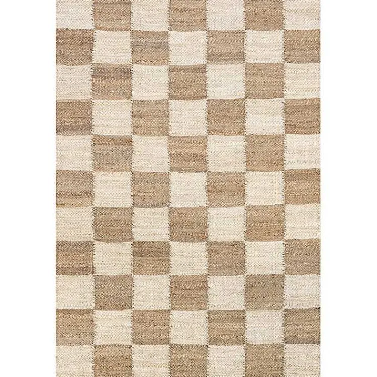 Kirklands Home Jute Tan Checkered Area Rug, 5x8