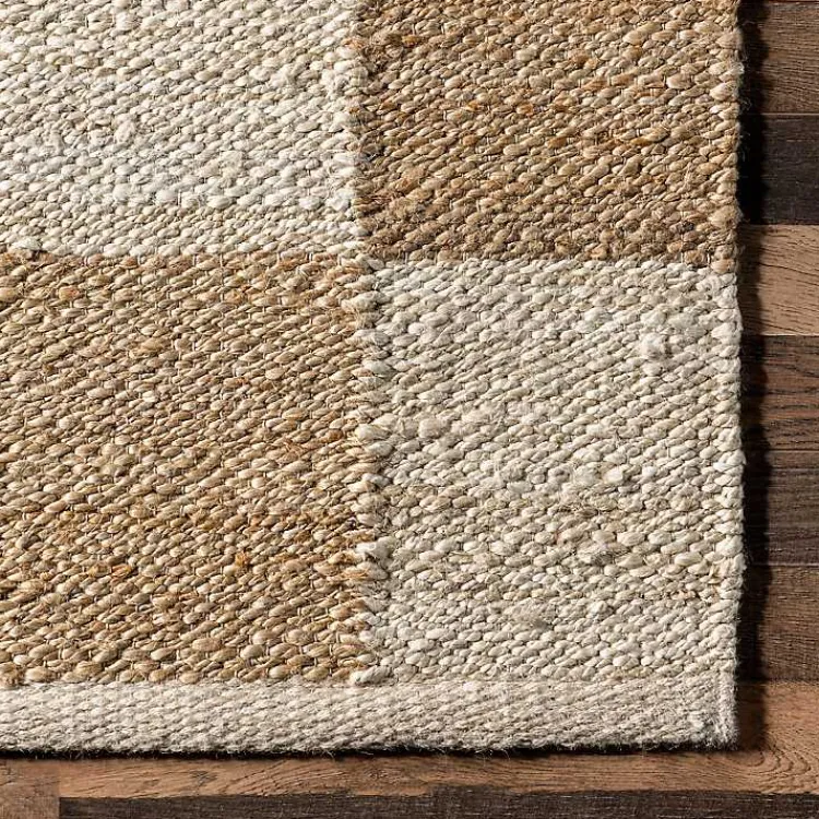 Kirklands Home Jute Tan Checkered Area Rug, 5x8