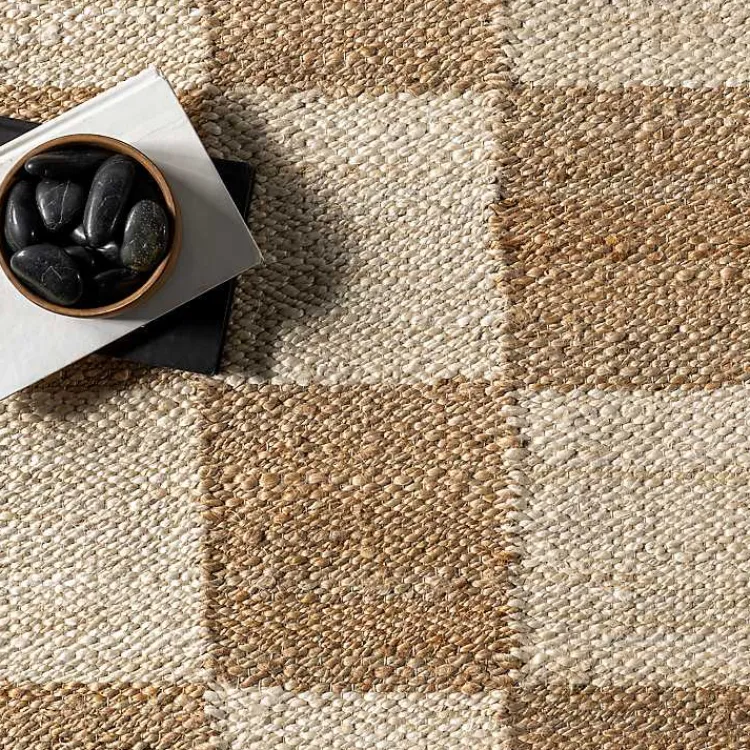 Kirklands Home Jute Tan Checkered Area Rug, 5x8