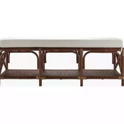 Kirklands Home Kaili Rattan Cushioned Bench Brown Discount