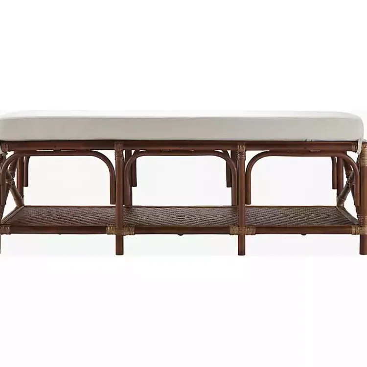 Kirklands Home Kaili Rattan Cushioned Bench Brown Discount