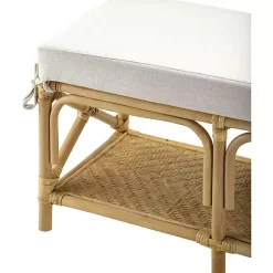Kirklands Home Kaili Natural Rat Cushioned Bench Tan New
