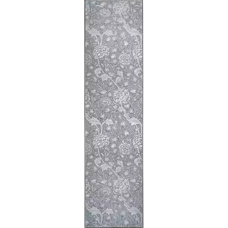 Kirklands Home Kalini Floral Washable Runner, 2x7 Gray Outlet
