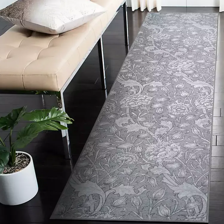 Kirklands Home Kalini Floral Washable Runner, 2x7 Gray Outlet