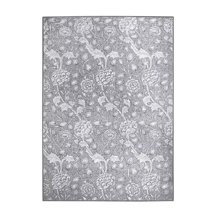 Kirklands Home Kalini Floral Washable Area Rug, 5x7 Gray Hot