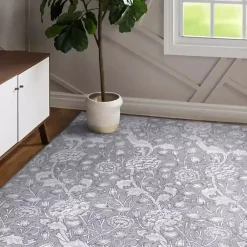 Kirklands Home Kalini Floral Washable Area Rug, 5x7 Gray Hot
