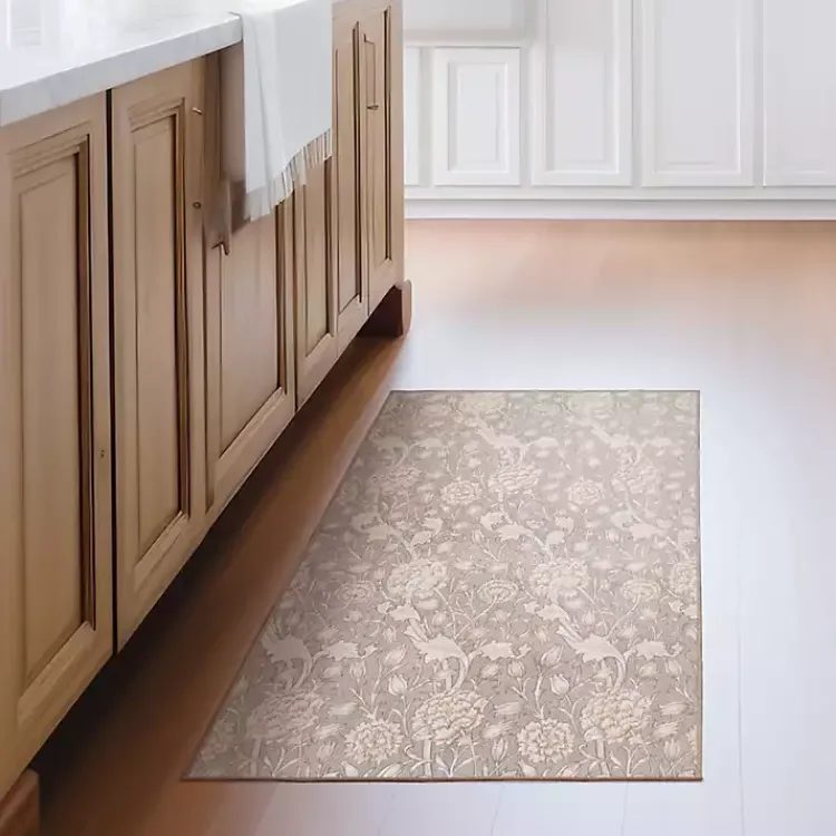 Kirklands Home Kalini Natural Floral Washable Area Rug, 3x5 Best
