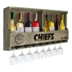 Kirklands Home Kansas City Chiefs Reclaimed Wood Bar Shelf Gray Clearance