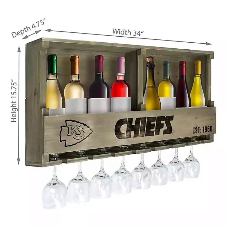 Kirklands Home Kansas City Chiefs Reclaimed Wood Bar Shelf Gray Clearance