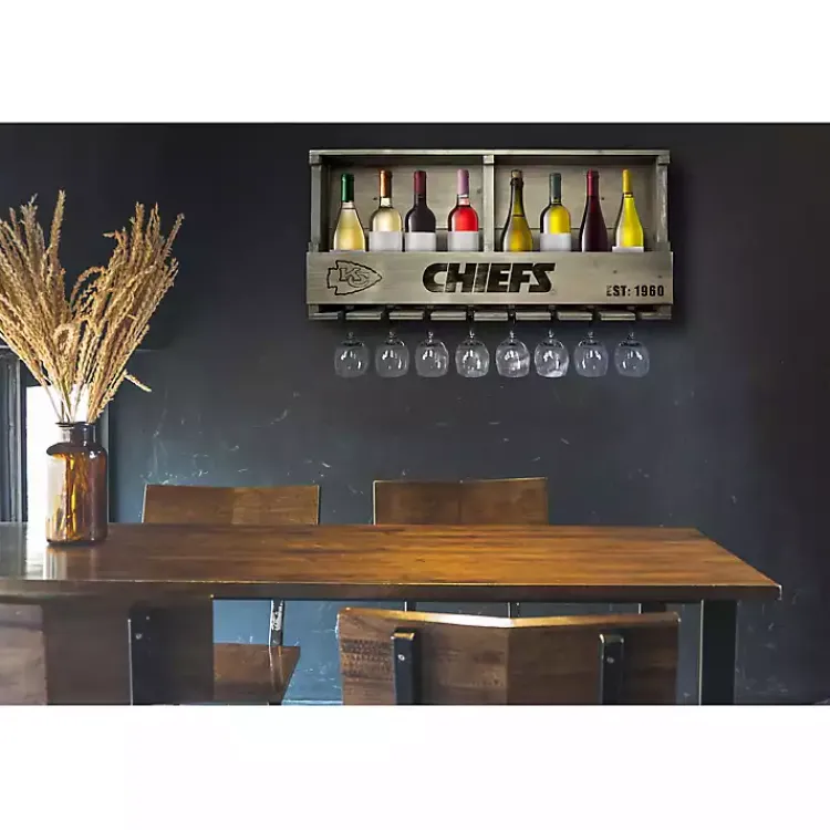 Kirklands Home Kansas City Chiefs Reclaimed Wood Bar Shelf Gray Clearance