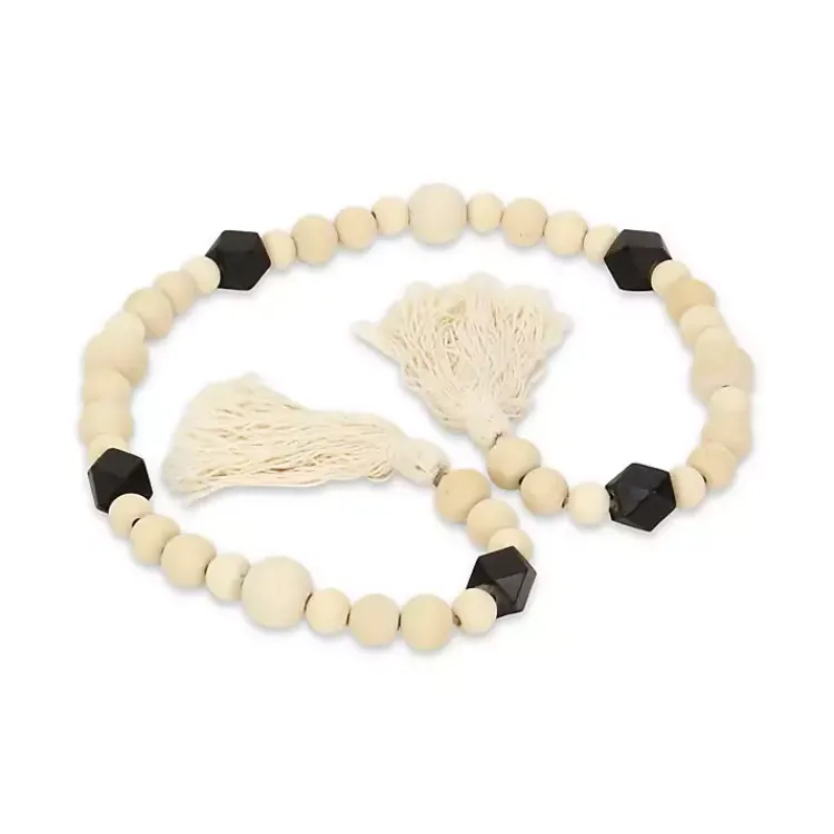 Decorative Accents>Kirklands Home Kara Black Beaded Wood Polygon Decorative Garland