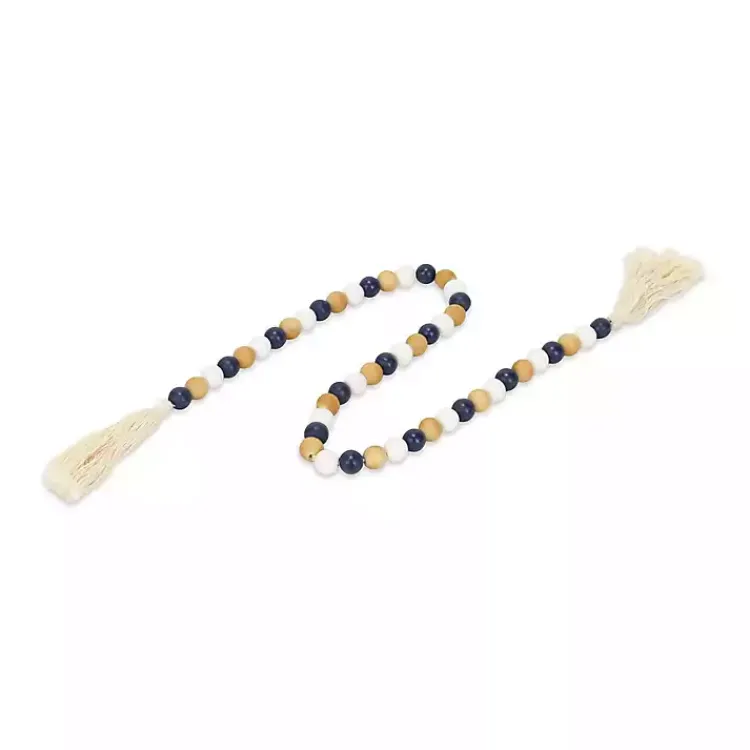 Decorative Accents>Kirklands Home Kara Brown and Blue Beaded Wood Decorative Garland
