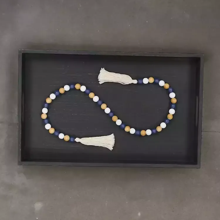 Decorative Accents>Kirklands Home Kara Brown and Blue Beaded Wood Decorative Garland