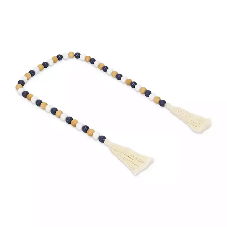 Decorative Accents>Kirklands Home Kara Brown and Blue Beaded Wood Decorative Garland
