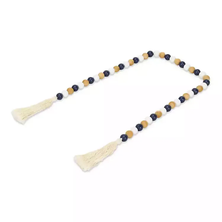 Decorative Accents>Kirklands Home Kara Brown and Blue Beaded Wood Decorative Garland