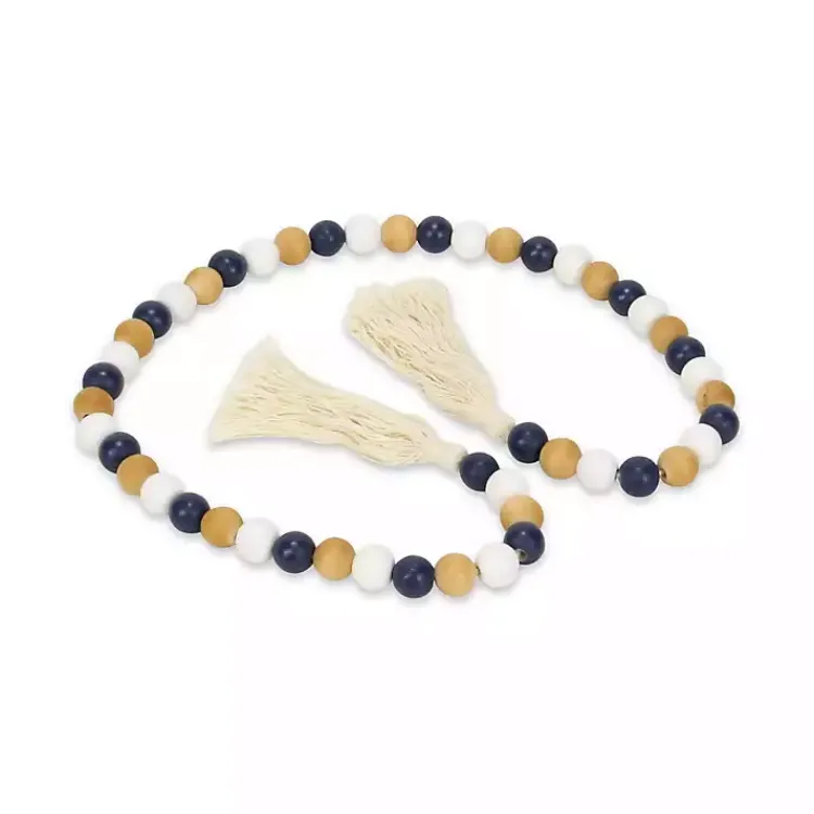 Decorative Accents>Kirklands Home Kara Brown and Blue Beaded Wood Decorative Garland