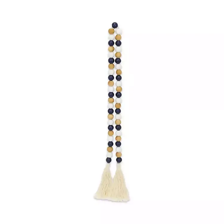 Decorative Accents>Kirklands Home Kara Brown and Blue Beaded Wood Decorative Garland