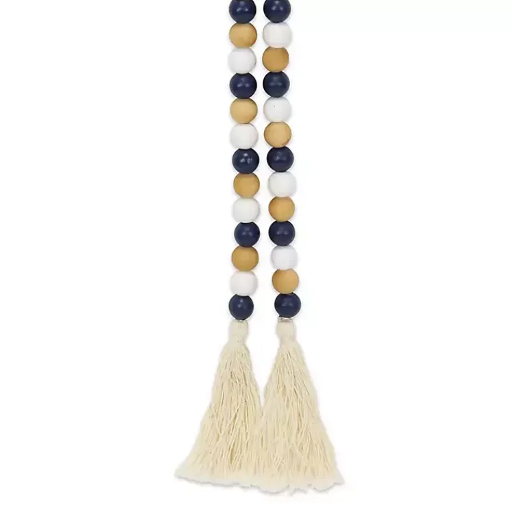 Decorative Accents>Kirklands Home Kara Brown and Blue Beaded Wood Decorative Garland