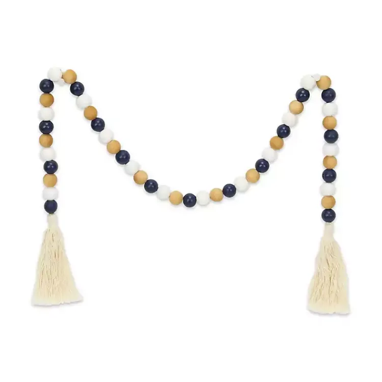 Decorative Accents>Kirklands Home Kara Brown and Blue Beaded Wood Decorative Garland