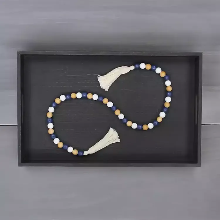 Decorative Accents>Kirklands Home Kara Brown and Blue Beaded Wood Decorative Garland