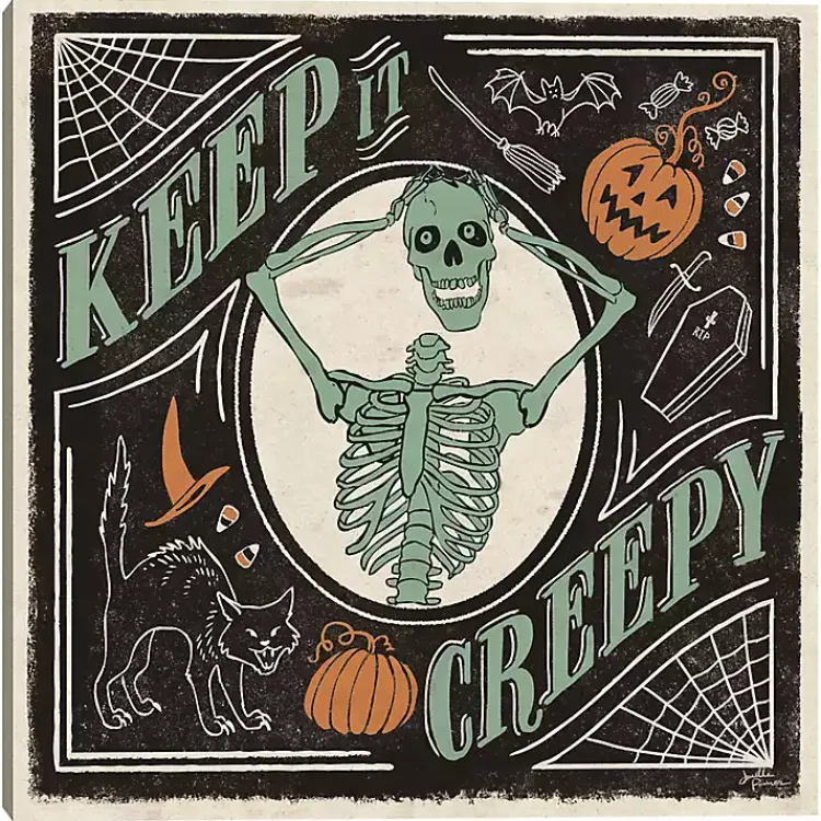 Halloween>Kirklands Home Keep It Creepy Skeleton Canvas Art Print