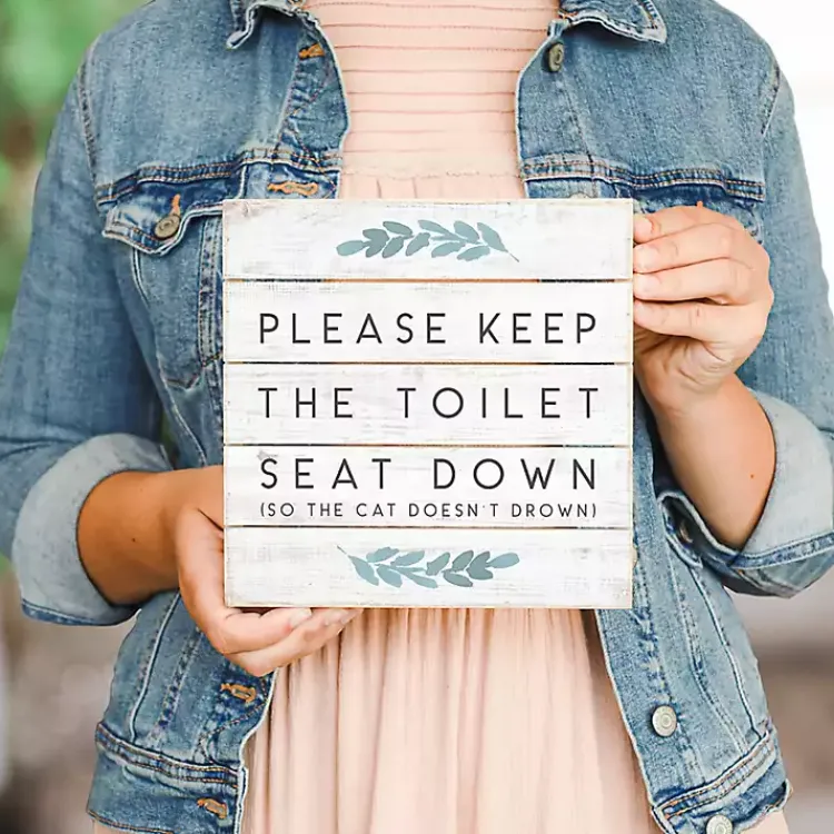Kirklands Home Keep the Seat Down Wall Plaque Hot