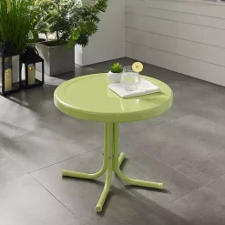 Kirklands Home Key Lime Retro Metal Outdoor Side Table Green Outlet