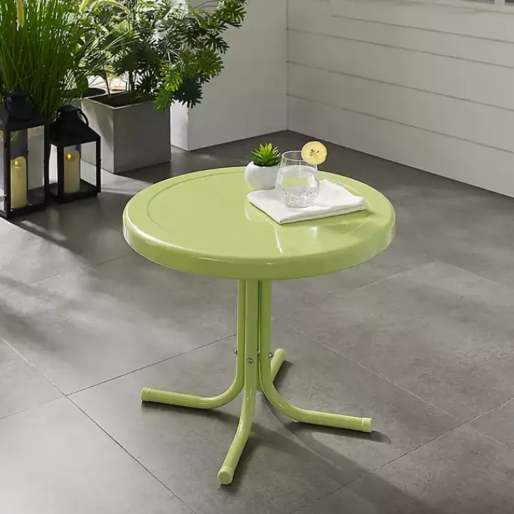 Kirklands Home Key Lime Retro Metal Outdoor Side Table Green Outlet