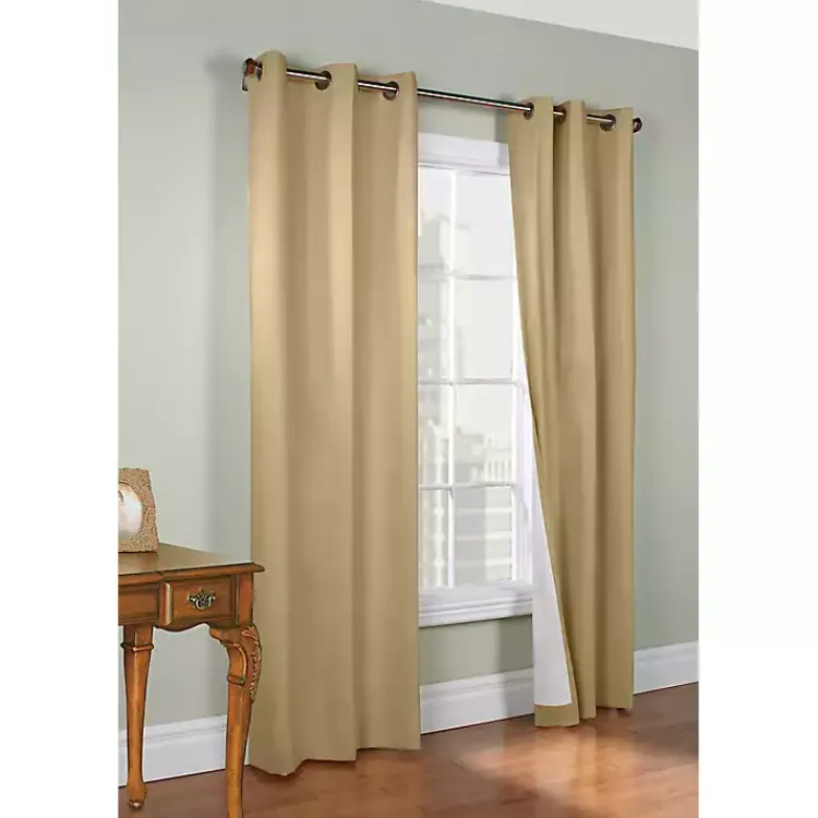 Kirklands Home Khaki Room Darkening Curtain Panel Set, 54 in. Tan